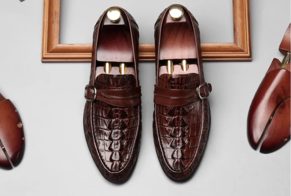 

Crocodile Man Leather High Quality Wedding Oxfords Shoes 2018 Male High Quality Formal Business Party Dinner Prom Shoes Mujers