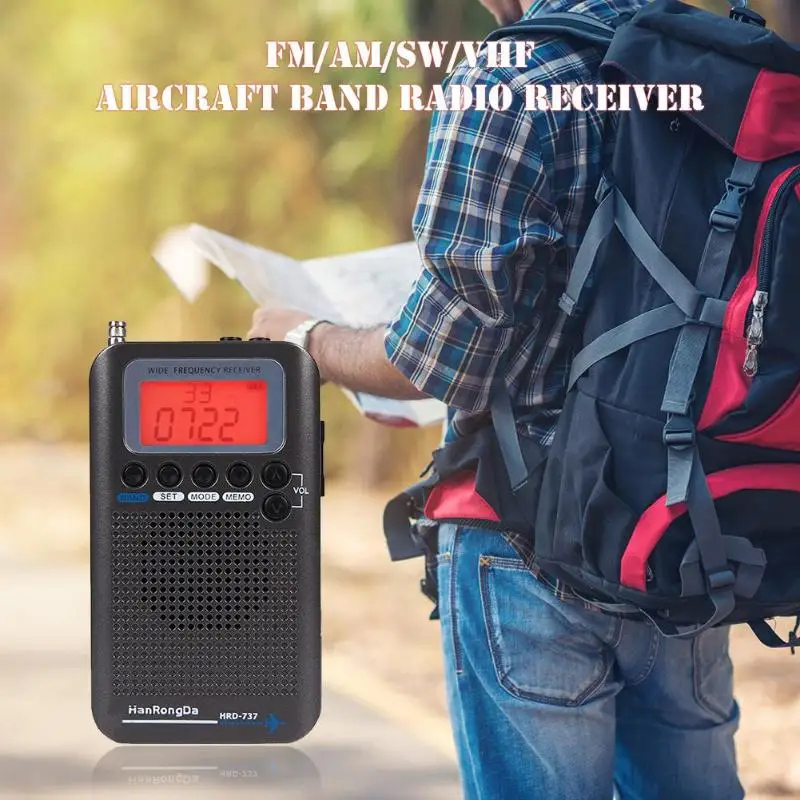 

FM/AM/SW/VHF Aircraft Band Radio Receiver Full Band Alarm Clock Recorder Home Desktop Clock Radio Portable Miniature radio