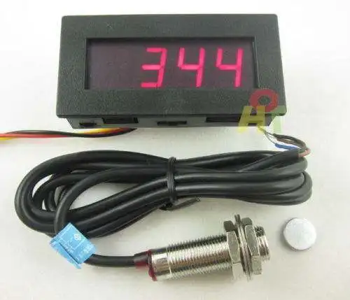 Car Auto 4 Digital Motor Red LED Tachometer RPM Speed Measure Gauge Meter 0-9999 