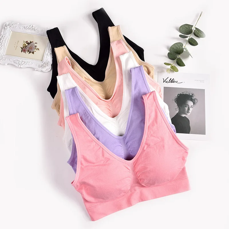 

6 Solid Colors No Closure Padded Sports Bra Fitness Women Brassiere Sport For Running Yoga Workout Active Wear Without Zipper