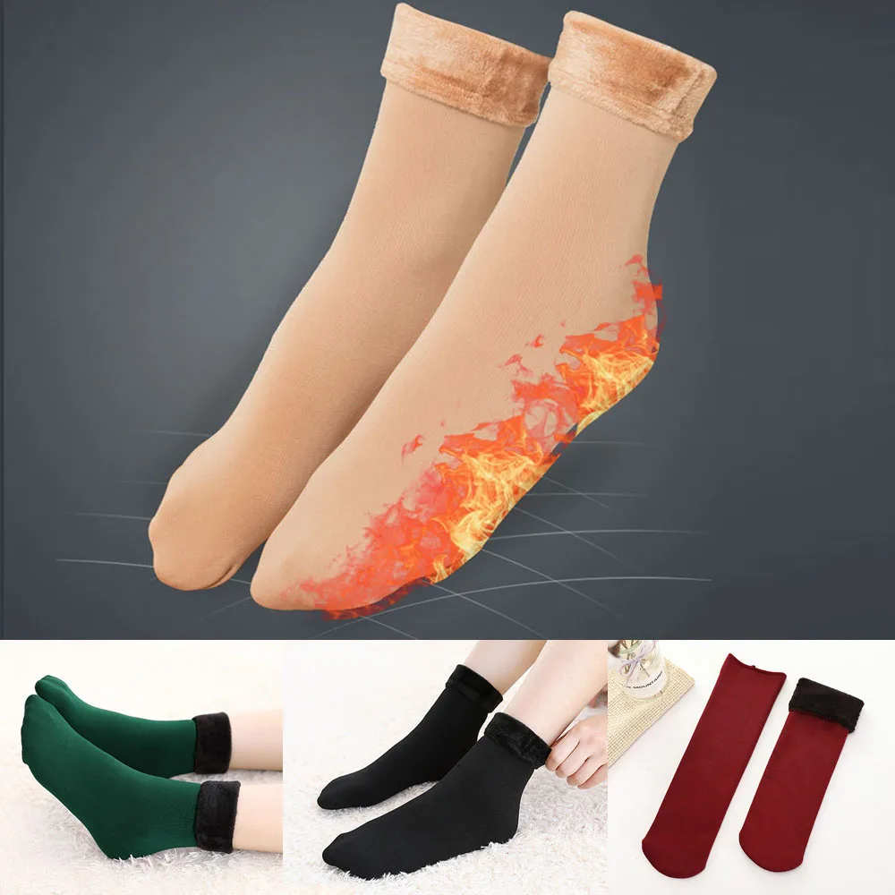 

Winter Warm Socks Solid color Socks Seamless Velvet Boots Unisex Floor Sleeping For Mens Women