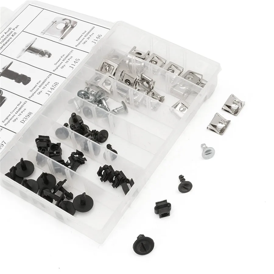 

60 Pcs Engine Protection Pan Hardware Kit Pin Clip Nut for Audi A4 S4 VW Passat