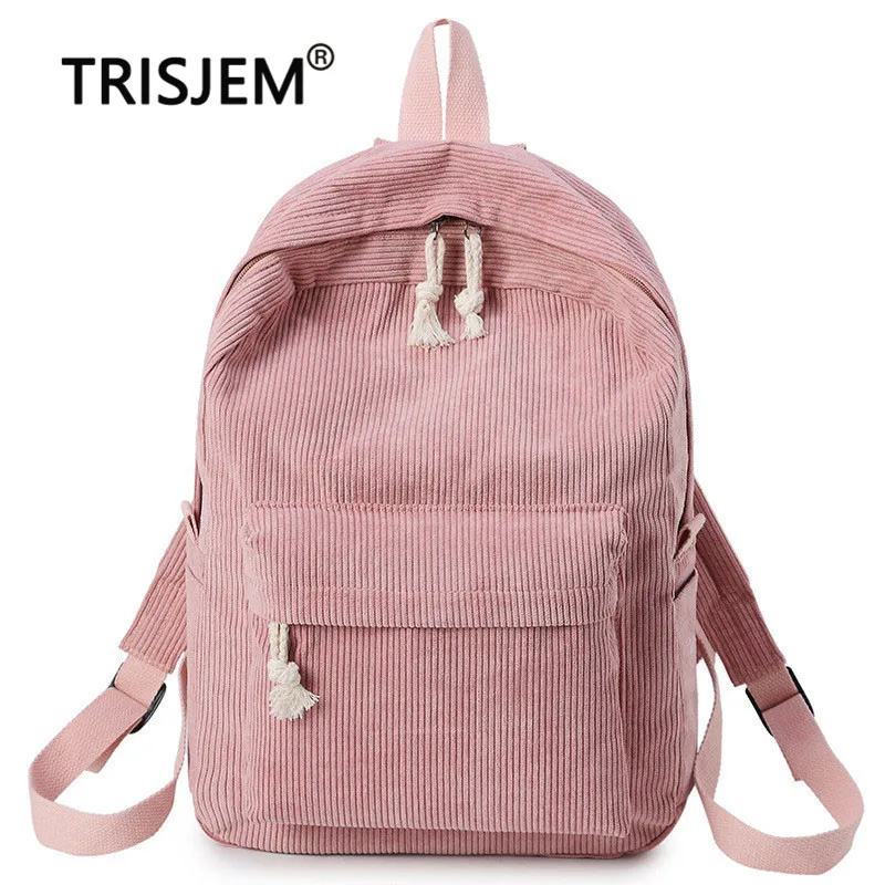 

TRISJEM School Backpack Bags For Teenage Girls Backpack Women Bagpack Female Bolsa Escolar Kawaii Corduroy bookbag Harajuku Bag