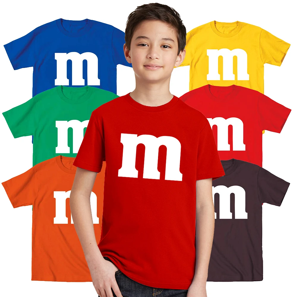 

M&M Candy Kids T Shirt Youth Red Yellow Orange Black Blue Green Pink Children T-shirt M Chocolates Baby Tees Candy Tops 44U1