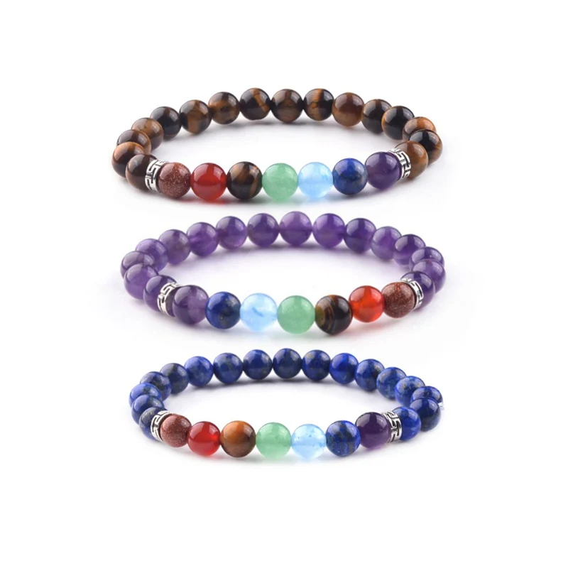 

18pc/lot 7 Chakra Bracelet Men Purple Bijoux armbanden vrouwen Women Healing Balance Beads Natural Stone Yoga Bracelet Lol