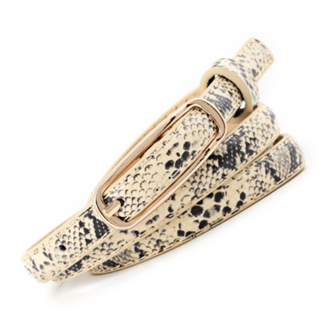 

Women Snake Pattern Thin Belt Ladies Fashion Dress Decorative Belts Faux Leather Long Metal Pin Buckle Belt Straps Waistband