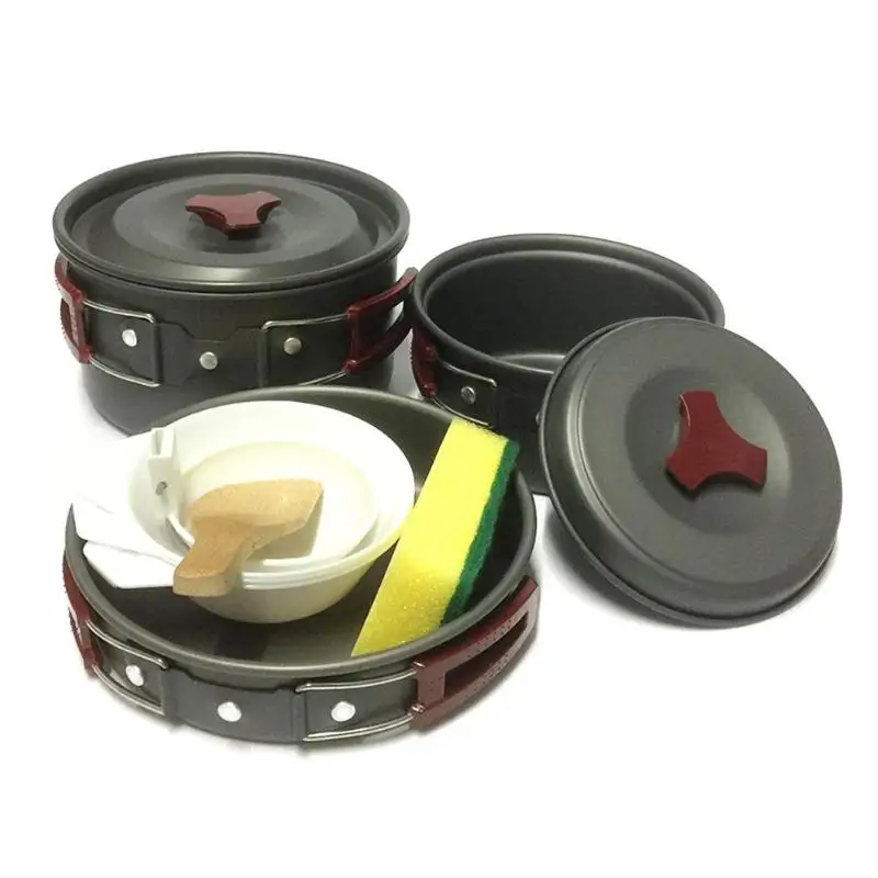 

Portable 2-3 Persons Cookware Bowl Pot Spoon Combination for Outdoor Camping Hiking Travel Tableware Picnic Accessories