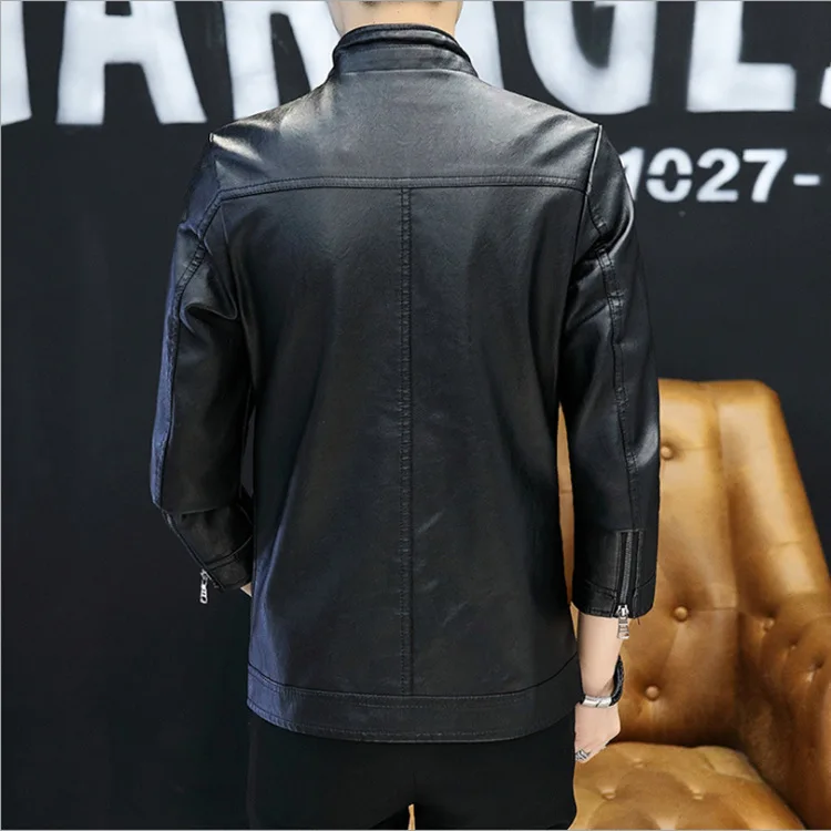 Spring Autumn PU Leather Thin Loose Coat Jacket Youth Men's Wear | Мужская одежда