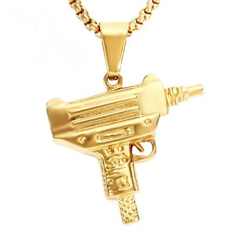 Мужское и женское золотое ожерелье uzi Suprem Gun кулон в стиле хип-хоп мужские