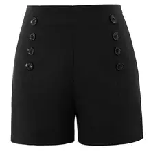BP Женские Ретро Винтаж Высокая талия пуговицы украшены Сейлор шорты, короткие брюки