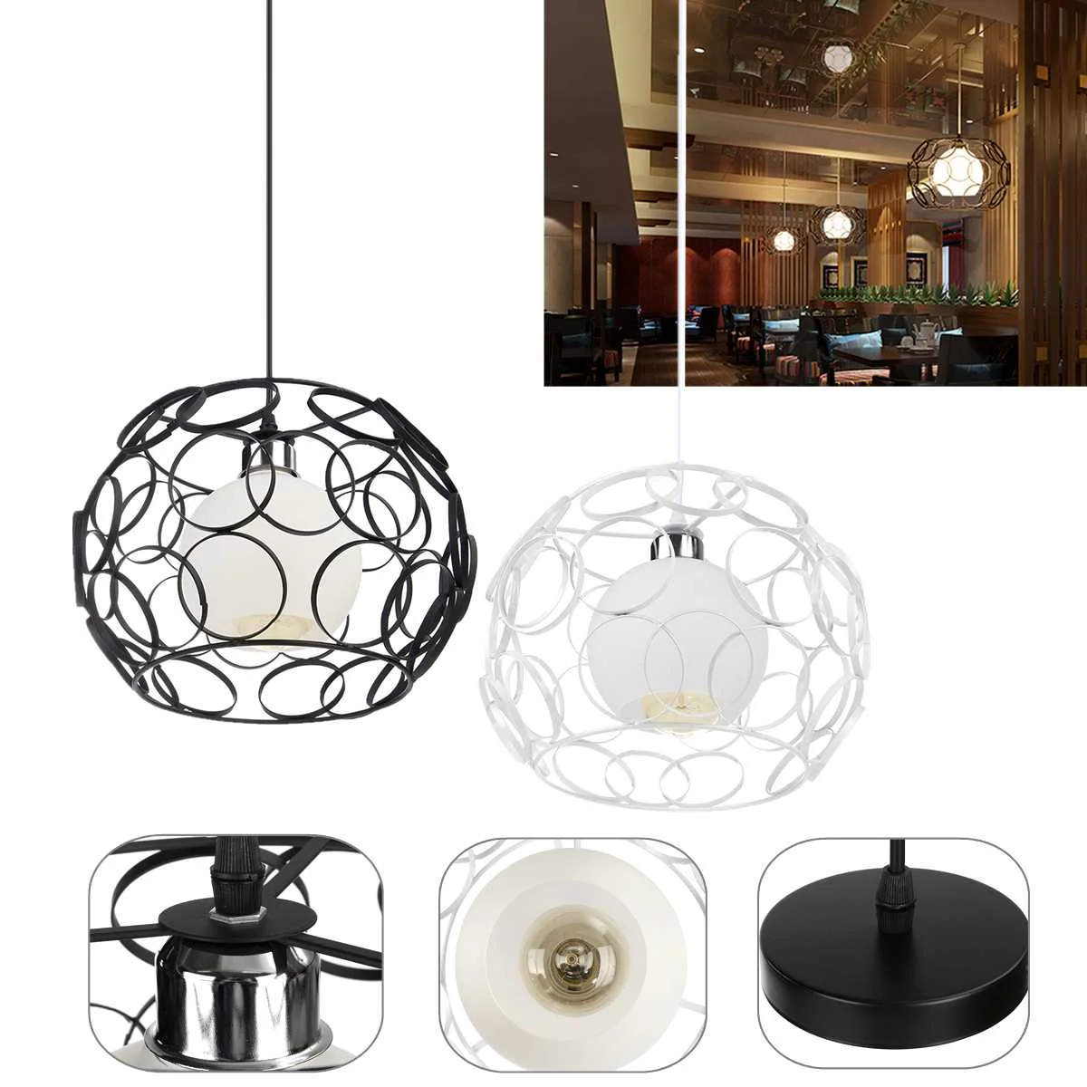 

Personality Edison Bulb Pendant Lamps Restaurant Bar Cafe Lamps Rattan Field Pasta Ball E27 LED Pendant Light Modern Decor Light
