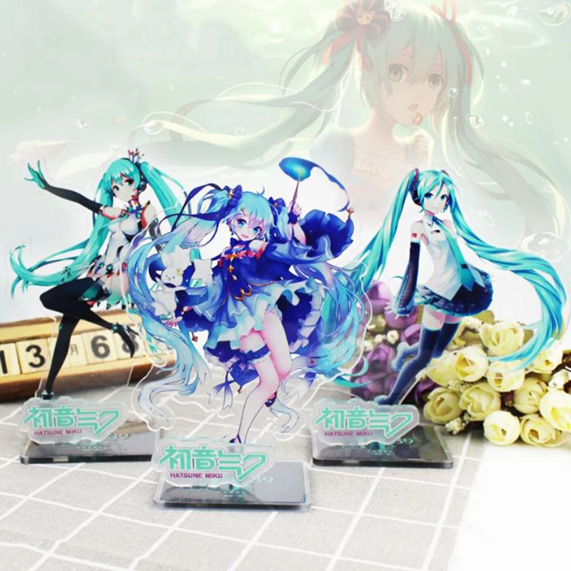 

1 Pc Lovely Cartoon Anime Hatsune Miku Acrylic Stand Model Toys plate holder Action Figure Pendant toy Kids gift