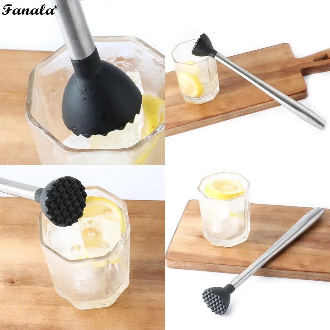 Durable Flat Handle Cocktail Muddler Stick Bar Broken Popsicle As