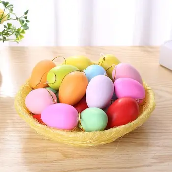 

20pcs Solid Color Easter Eggs DIY Hand Painted Eggs Easter Decorative Toys Children Kids Pendants Ornaments Colorful Decoration