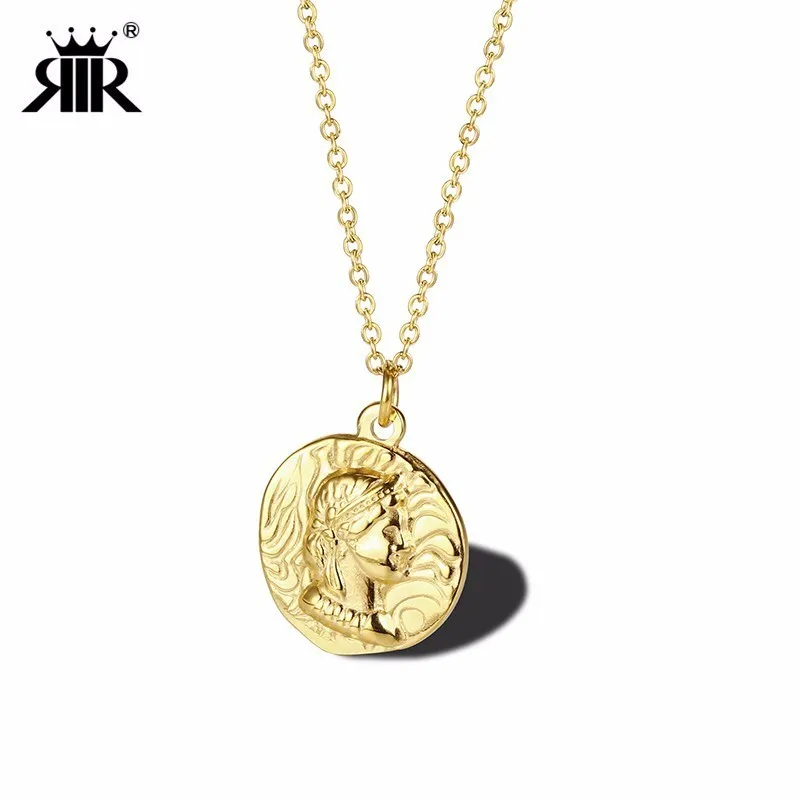 

RIR Fashion Stainless Steel Irregular Golden Religious Pendant Necklace Creative Women's Jewellery Necklace Gifts