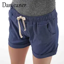 Danjeaner Для женщин хлопковые шорты 2018 Летняя мода Карамельный цвет эластичная кулиска на талии Короткие штаны женские Рубашки домашние