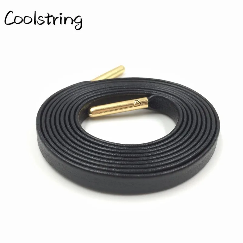 Coolstring Luxury 0.7 Flat Genuine Leather Shoelaces Premium Goatskin Clean Waterproof Shoestring Leisure Shoelaces For Sneakers