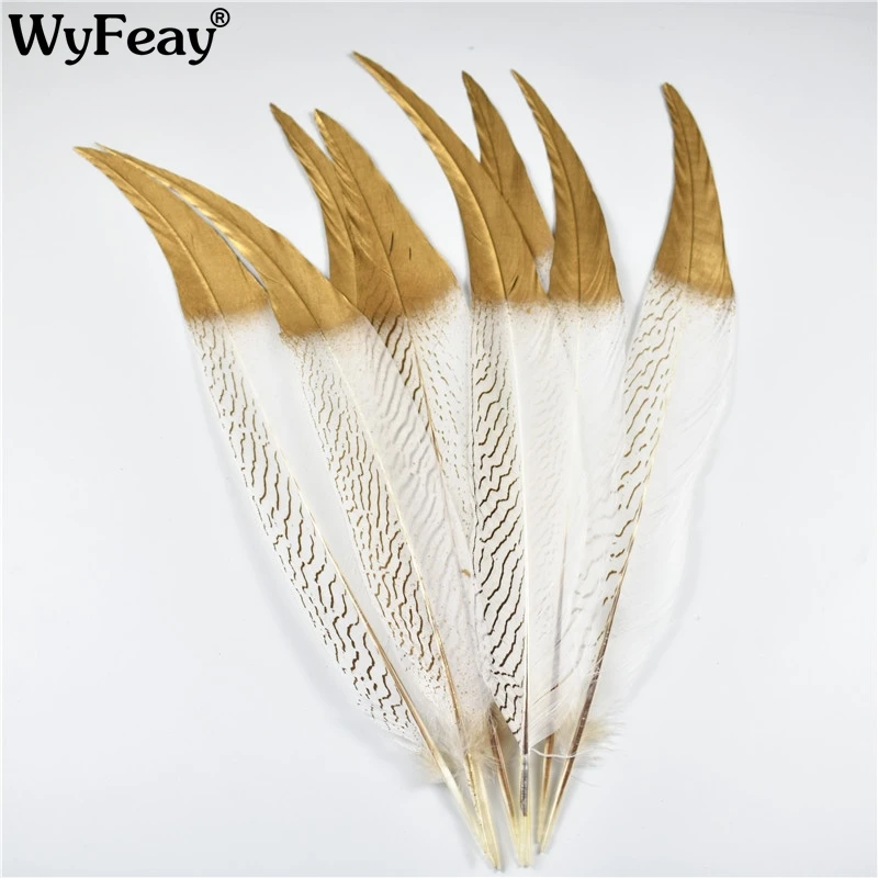 

100Pcs Dipped Gold Silver Pheasant Tail Feathers Wedding Decorations lady amherst Pheasant chicken feathers For Crafts DIY plume