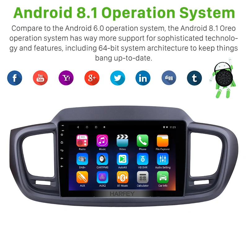 Harfey 10 1 &quot2 Din Android 9 0/8 Левая рука водителя автомобиля GPS Радио для 2015 KIA SORENTO