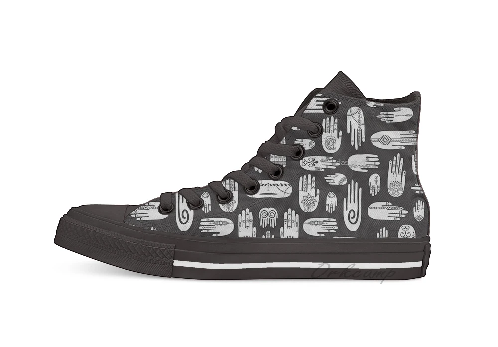 

Boho Hands Novelty Design High Top Canvas Custom Shoes Flat Casual Shoes Drop Shipping