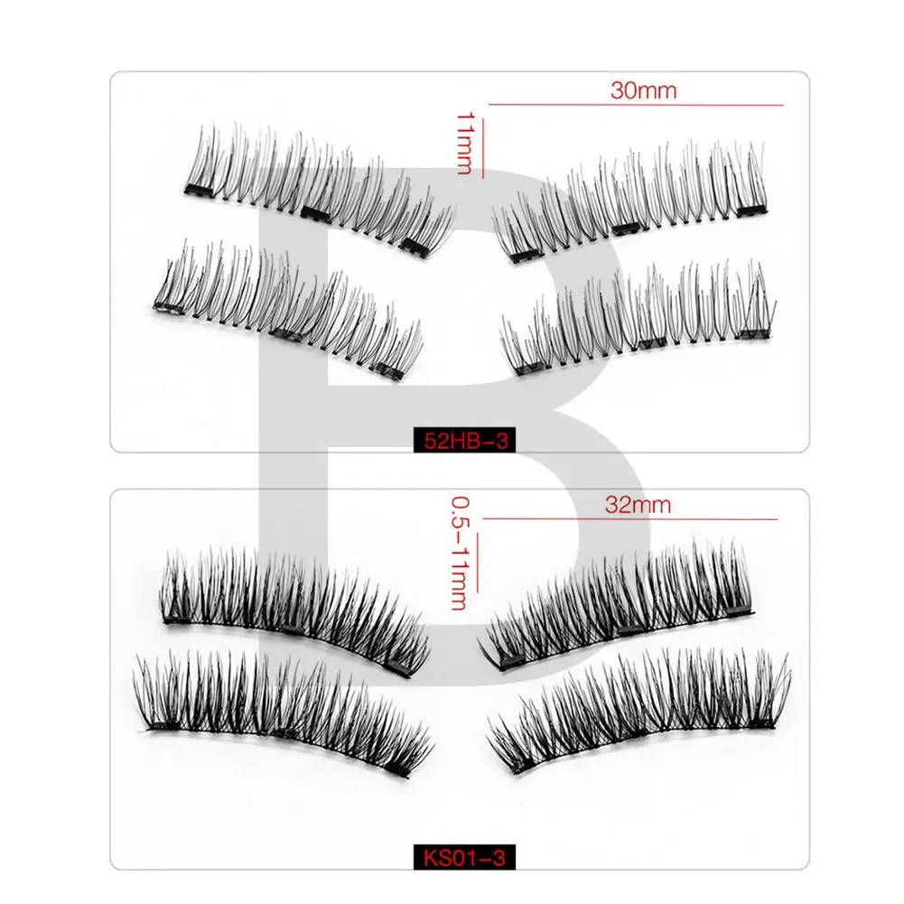 8pcs 3D Magnetic Eyelashes Mink Lash Full Strip Lashes False Eyelash With Tweezers Double Magnet Fake Lash