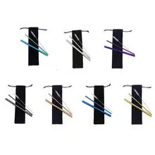 3 шт 304 Нержавеющая сталь металлическая соломинка высокое качество многоразовые, для питья соломы с щетка для очистки и чехол для хранения Открытый