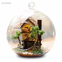 DIY тропический лес стеклянный шар деревянный ручной работы Мини Кукольный дом модель наборы миниатюрные творческие ручной сборки Пазлы для детей
