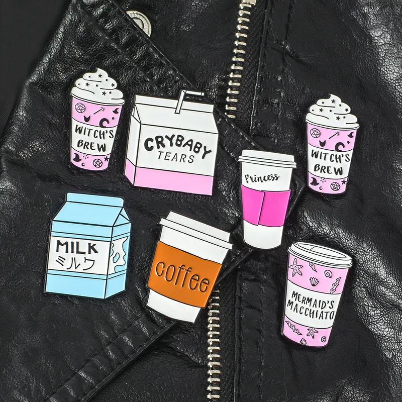 

Princess Pin Pin Coffee Coffee Lovers Cartoon Jeans Brooch Lapel Milk Jewelry Enamel Gift Badge Shirt