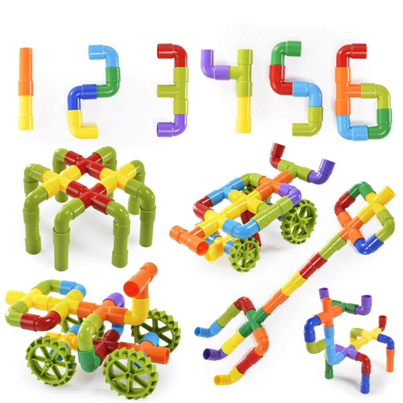 

Educational Colorful Water Pipe Building Blocks Toys For Children DIY Assembling Pipeline Tunnel Block Model Toy For Kids Toys