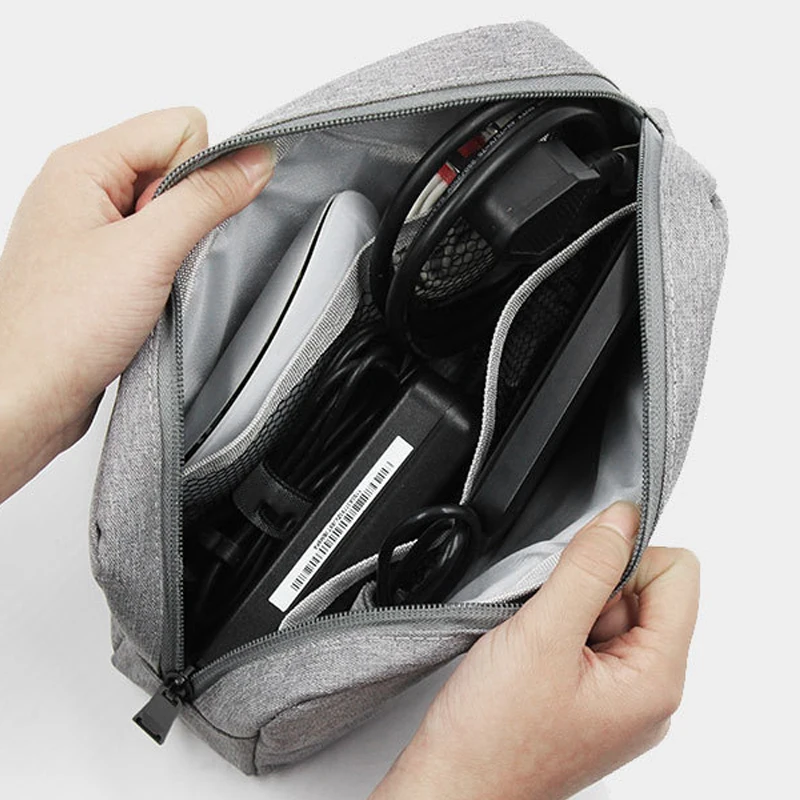 

Portable Travel Digital Cable Bag Men Electronic Organizer Drives Wires Tote Gadgets Case SD Cards Mouse Storage Zip Accessories