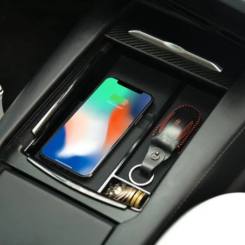 

For Tesla Model X Model S Car Wireless Charger Car Center Console Organizer Armrest Storage Box Tray Built-in Qi Charger