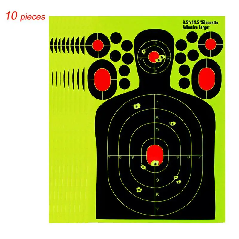 

10 pcs human nature hunting Training target paper Fluorescence Sticker Shooting gun target paper Splash effect