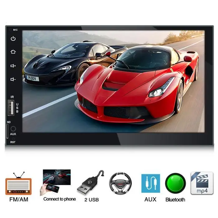 

2 Din Car Video Player 7" HD Player MP5 Touch Screen Digital Display Bluetooth Multimedia USB Car Radio Autoradio 7080B