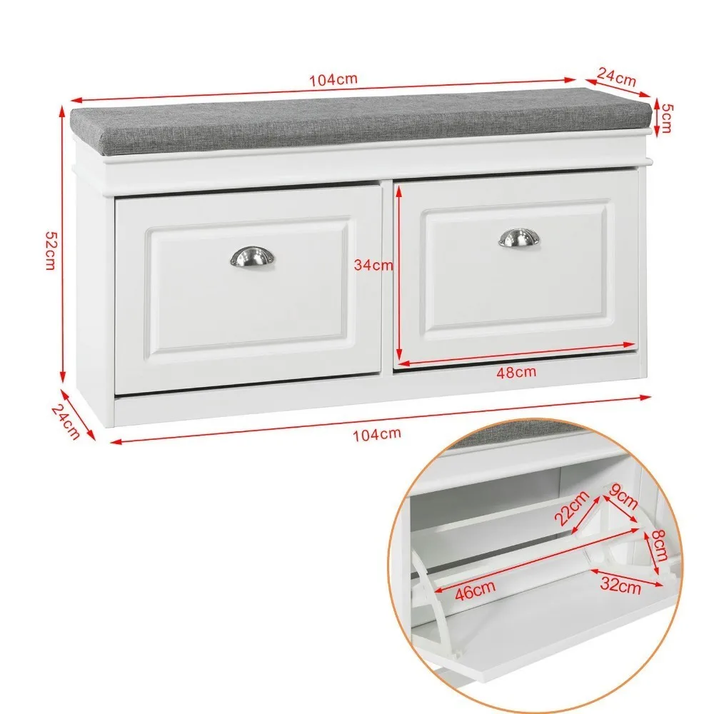 SoBuy®FSR64-W المدخل حذاء مقعد مقصورة حوامل مع الوجه-درج و وسادة مقعد SoBuy®FSR64-W المدخل حذاء مقعد مقصورة حوامل مع الوجه-درج و وسادة مقعد