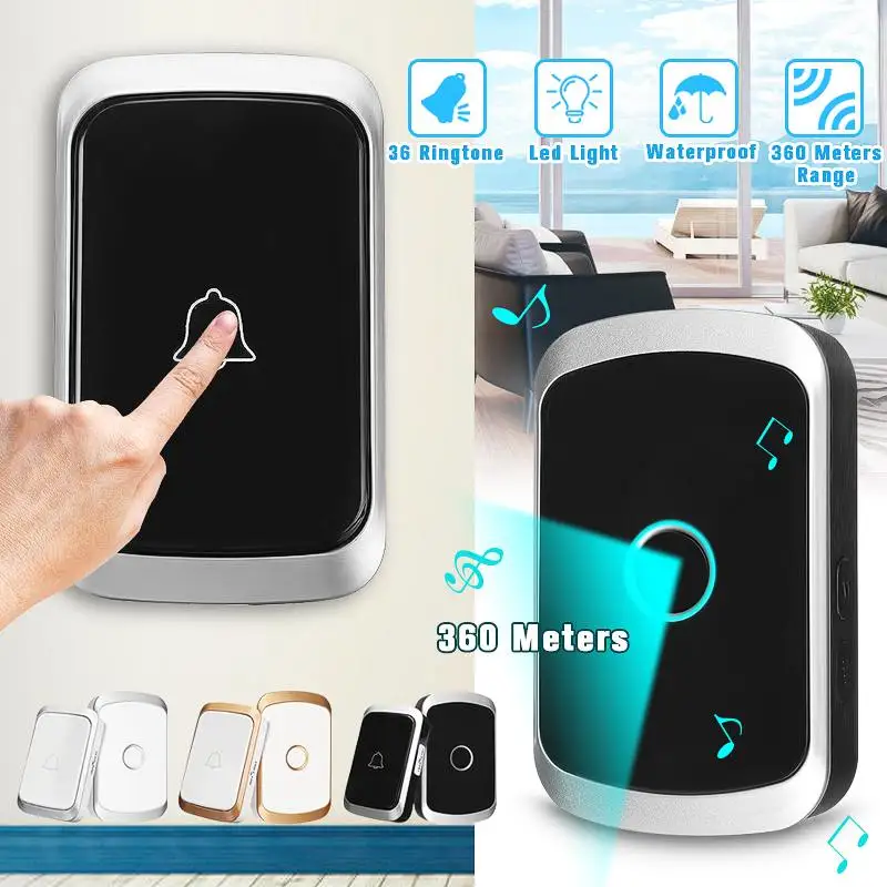 

Universal 360M Long Wireless Doorbell Remote CALL Waterproof Smart Door Bell No batteries Music Doorbell EU/UK/US Plug