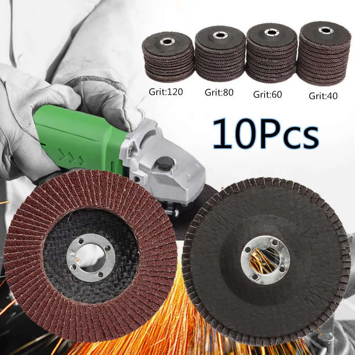 10x 4" 100mm Grinding Wheels 40/60/80/120 Grit Aluminum Oxide Flap Disc