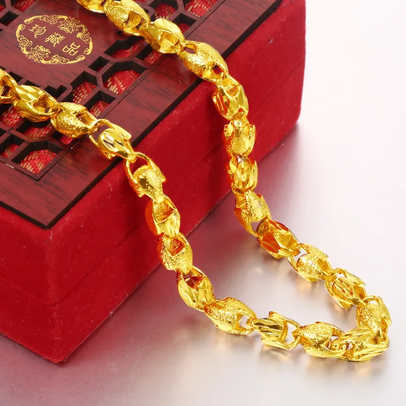 

2019 Hot Latest No Fade Gold Necklace designs Fashion Simple Vietnam Alluvial Gold Lantern Necklace