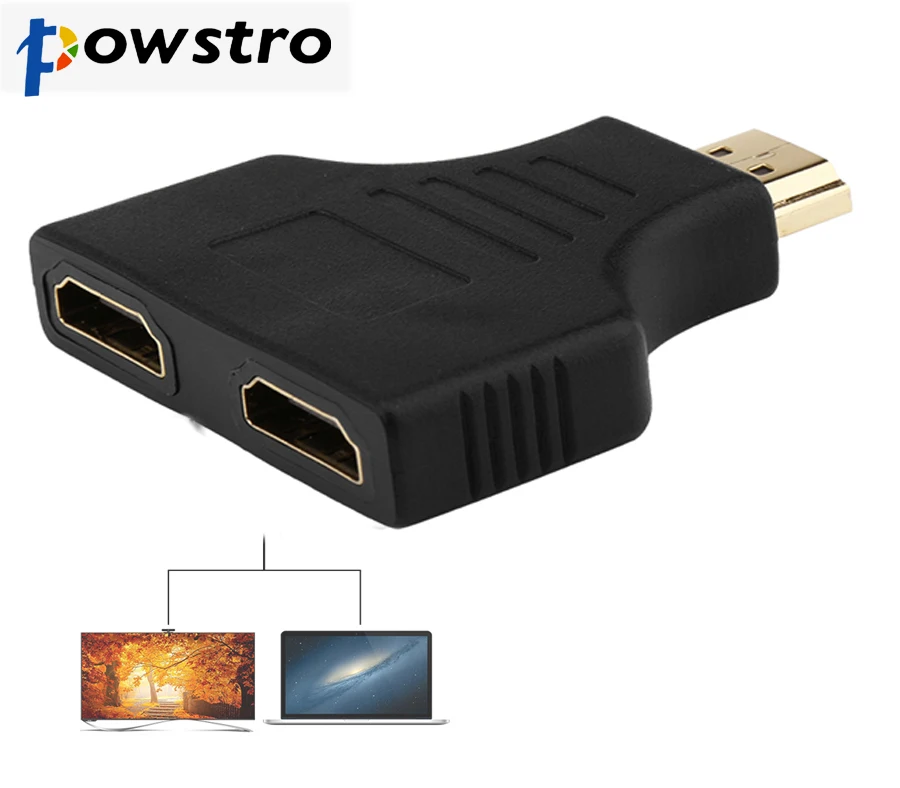 POWSTRO 1080P 1.4HDMI Port Male to 2 Female 1 In Out Splitter Adapter Converter for Tablet PC DVD | Мобильные телефоны и