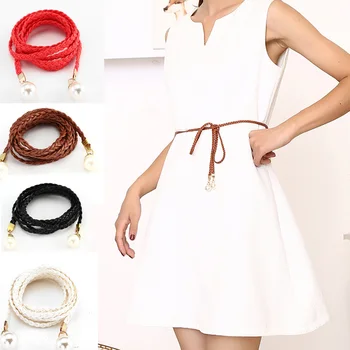 

1 PC Waist Belt Womens Belt Style Candy Colors Hemp Rope Braid Belt Female Belt For Dress Black Brown Red White Brown