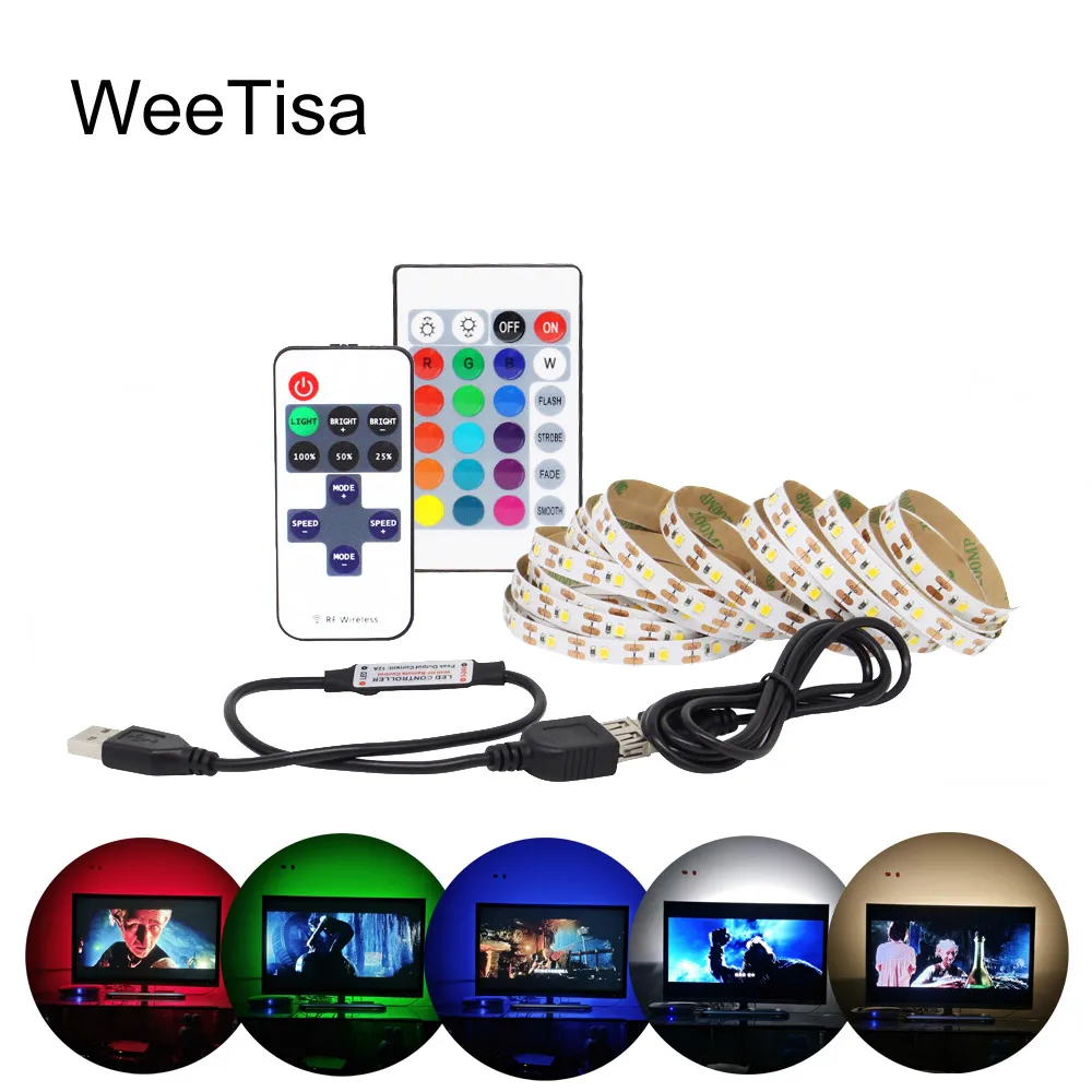 USB Светодиодные ленты светильник 5V 3528 5050 RGB музыка Светодиодная лента лампа ТВ