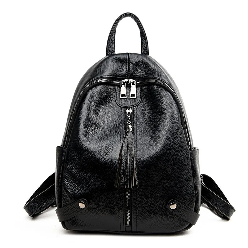 

New brown chocolate color leather head layer leather series Korean casual men and women universal retro backpack bags for girls