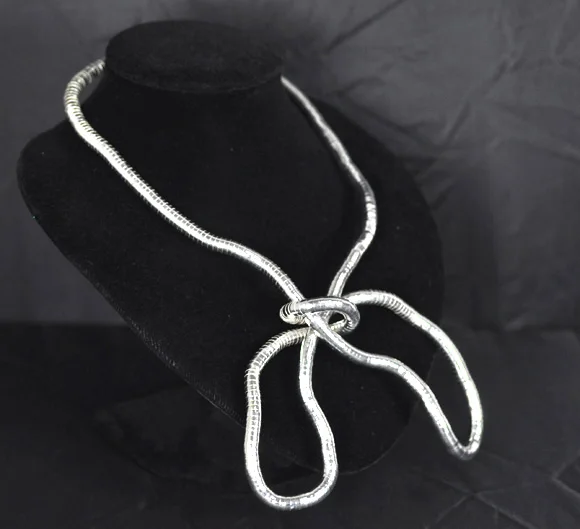 2 посеребренные гибкие ожерелья-цепочки 90 см(B11323