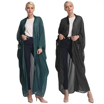 

Plus Size Long Kimono Mujer 2019 Abaya Muslim Women Floral Embroidery Chiffon Mesh Cardigan Blouse Roupa Feminina Camisas Mujer
