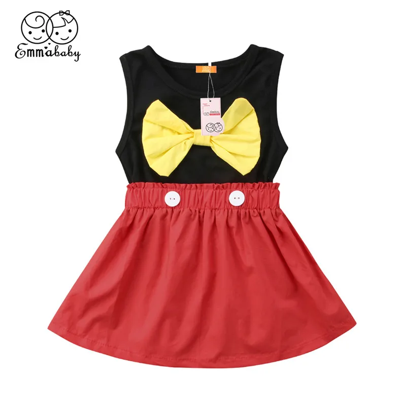 

New 1-6 Years 2018 Summer Baby Girls Cotton Bowknot Dress Children's Clothing Kids Princess Sleeveless Dresses Casual Clothes