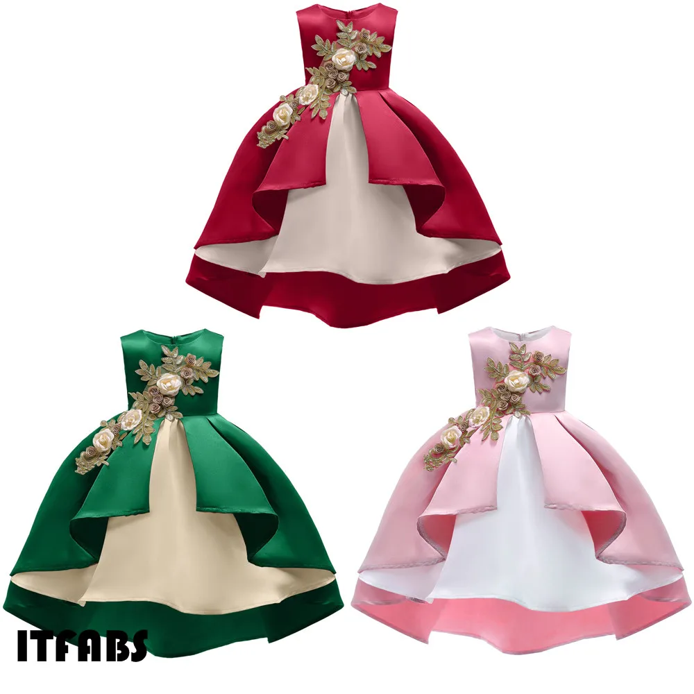 

2019 New Lovely Toddler Kids Baby Girl Flower Dress Summer Sleeveless Princess Wedding Birthday Party Prom Dresses Costume