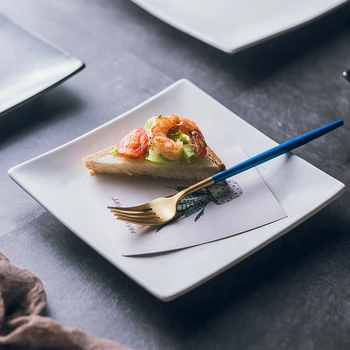 

Ceramic Plate Dish Square White And Black Steak Plate Simple Design Dinner Set Porcelain Breakfast Plate