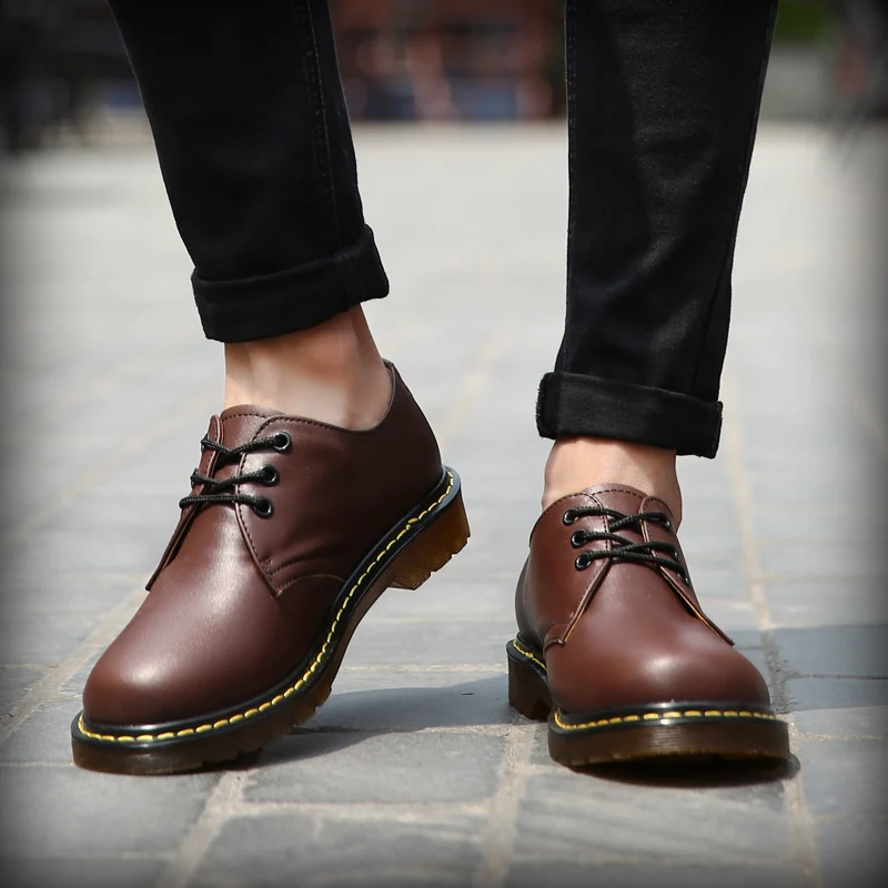 

Shoes Women Leather Boots Martens Ankle Unisex Doc Boots 700 Couple Flats Casual Shoes Winter 2018 New Brand Retro Footwear