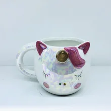 Кофейная кружка с единорогом, узор, розовый цвет, керамическая чашка с единорогом, чашка с молоком, чашка для воды, меняющая Бесконечность