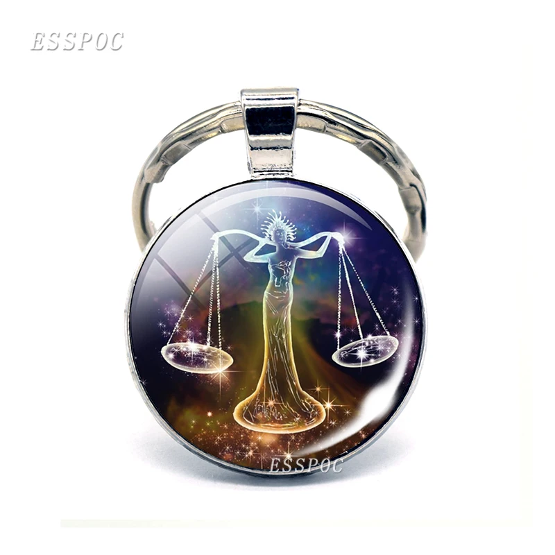 12 созвездий безделушка Зодиак Лев Дева Рак Gemini Libra Pisces стеклянный брелок с