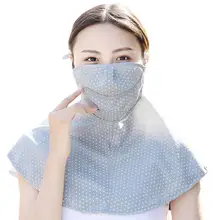 Женская летняя тонкая Солнцезащитная Пылезащитная дыхательные маски бандана в горошек с УФ защитой лицевая маска для шеи